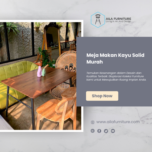 Meja makan kayu solid murah
